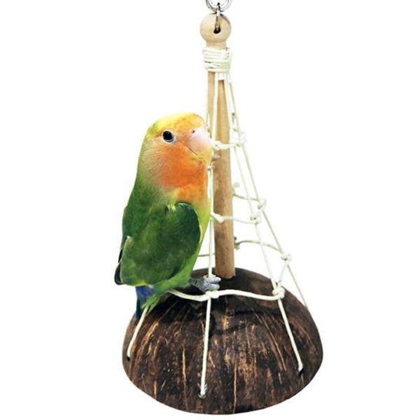 インコのおもちゃ レインボー 空中ジャングルジム 無着色バードトイ ココナツ