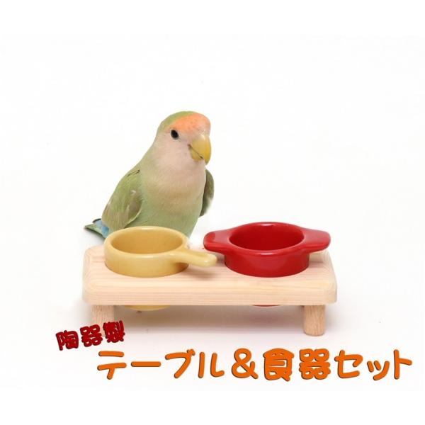 オシャレなテーブル＆陶器食器セット ハムズキッチン 鳥用食器