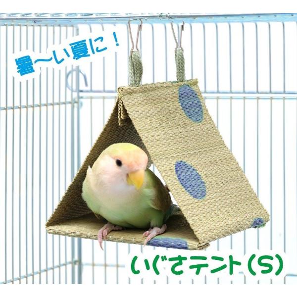インコのおもちゃ 小鳥用 国産いぐさテント(S) ブルー(インコのテント・ベッド・ハウス)